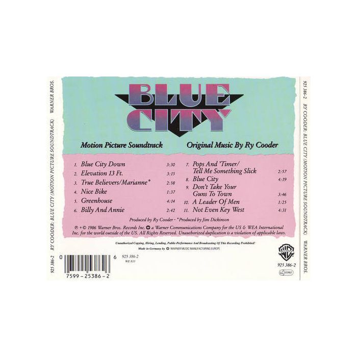 Ry Cooder - Blue City (Motion Picture Soundtrack)