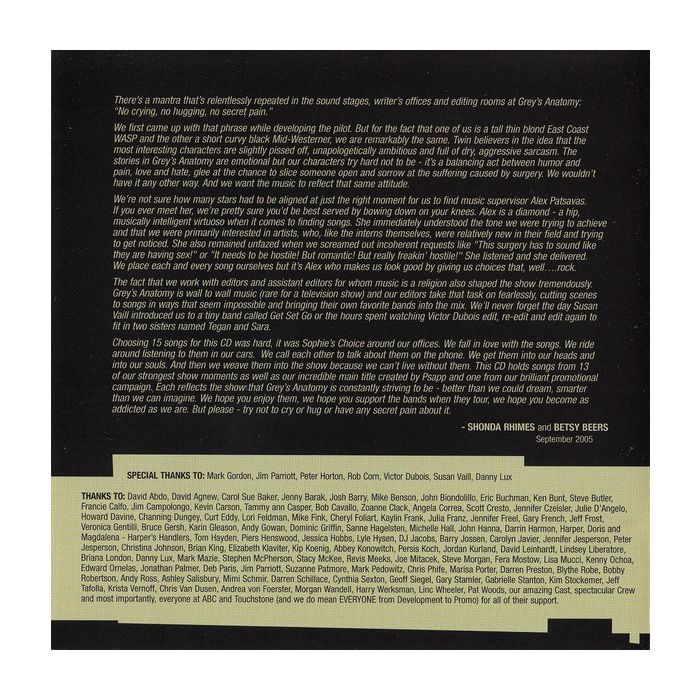 Various - Grey's Anatomy - Original Soundtrack