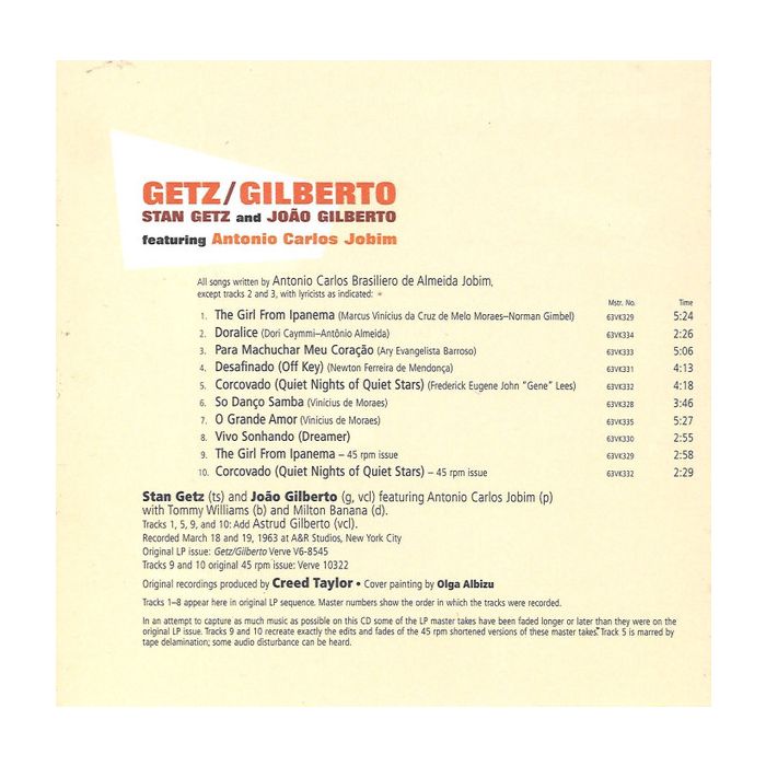 Stan Getz / João Gilberto Featuring Antonio Carlos Jobim - Getz / Gilberto