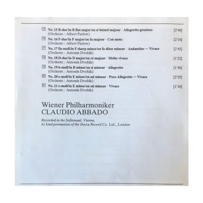 Johannes Brahms - Wiener Philharmoniker , Claudio Abbado - 21 Ungarische Tänze - Hungarian Dances - Danses Hongroises