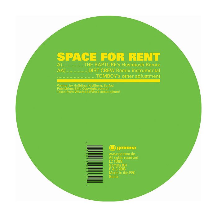 WhoMadeWho - Space For Rent (Remixes)