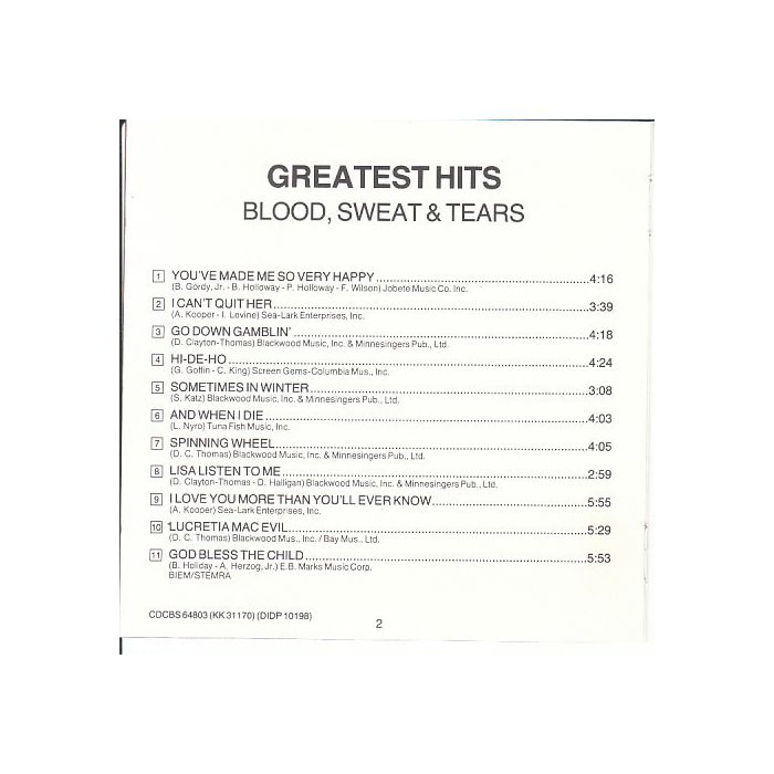 Blood, Sweat And Tears - Greatest Hits