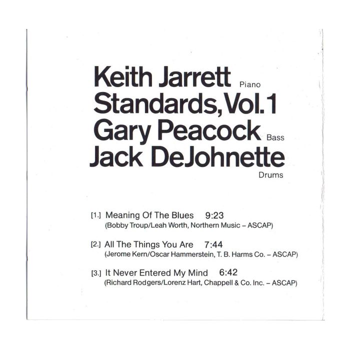Keith Jarrett , Gary Peacock , Jack DeJohnette - Standards, Vol. 1