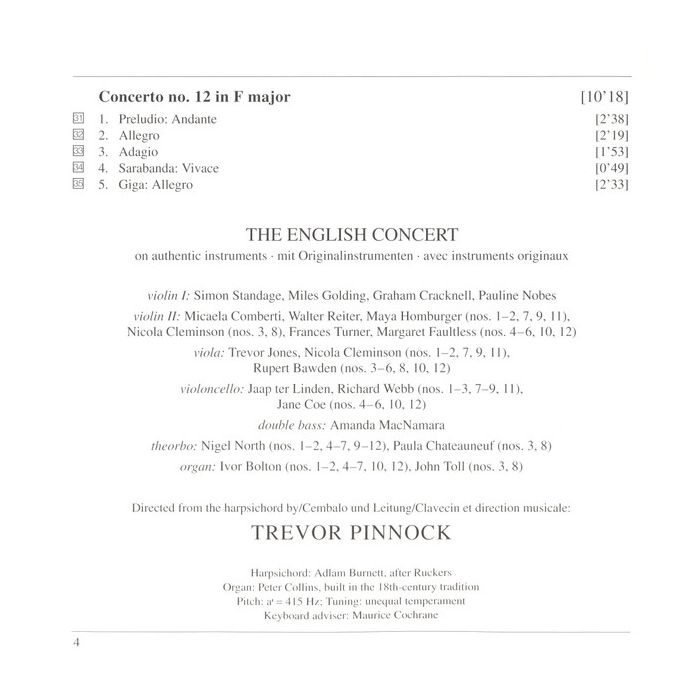 Arcangelo Corelli - The English Concert / Trevor Pinnock - 12 Concerti Grossi, Op. 6