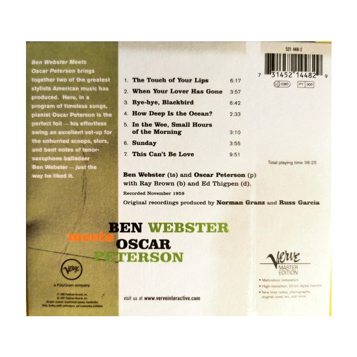 Ben Webster , Oscar Peterson - Ben Webster Meets Oscar Peterson