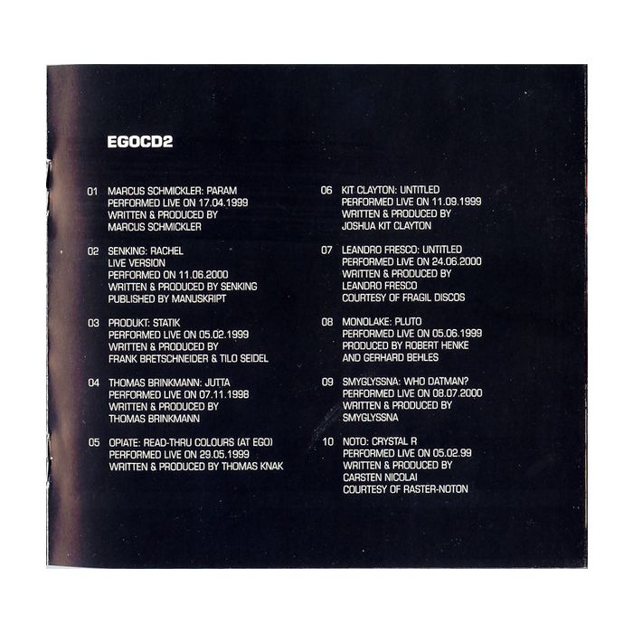 Various - Live Sets At Ego 1998-2000