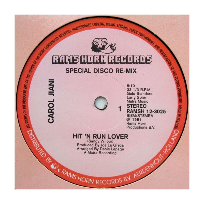 Carol Jiani - Hit 'n Run Lover (Special Disco Re-Mix)