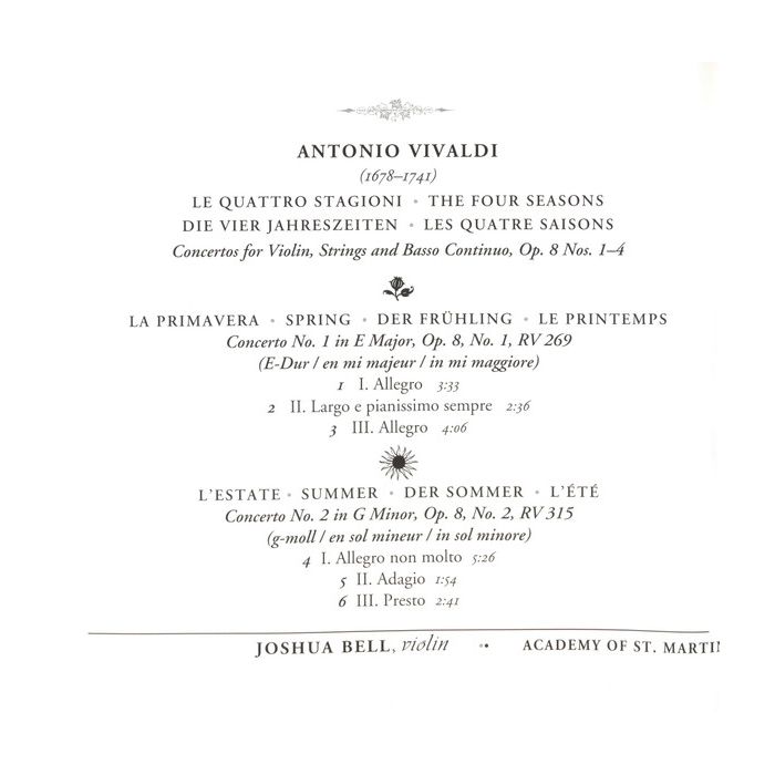 Antonio Vivaldi - Joshua Bell , The Academy Of St. Martin-in-the-Fields - The Four Seasons