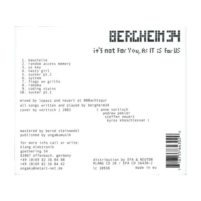 Bergheim 34 - It's Not For You, As It Is For Us