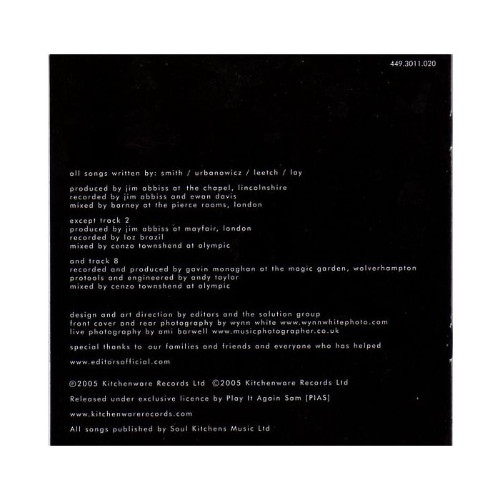 Editors - The Back Room