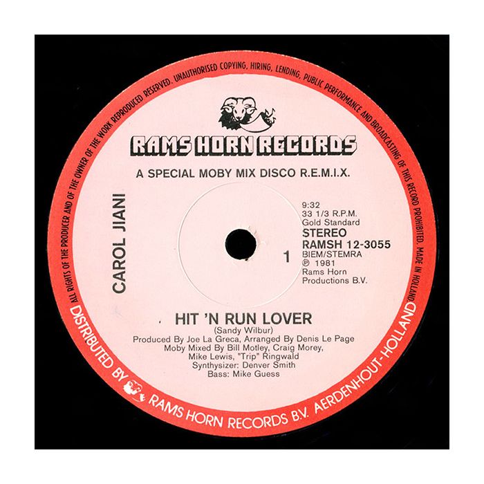 Carol Jiani - Hit 'N Run Lover (A Special Moby Mix Disco R.E.M.I.X)