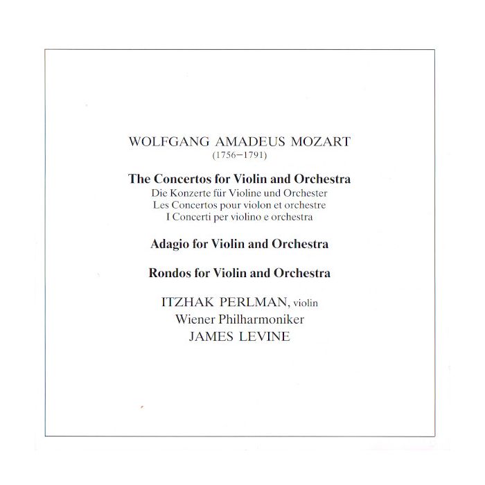 Wolfgang Amadeus Mozart , Itzhak Perlman , James Levine  , Wiener Philharmoniker - The 5 Violin Concertos