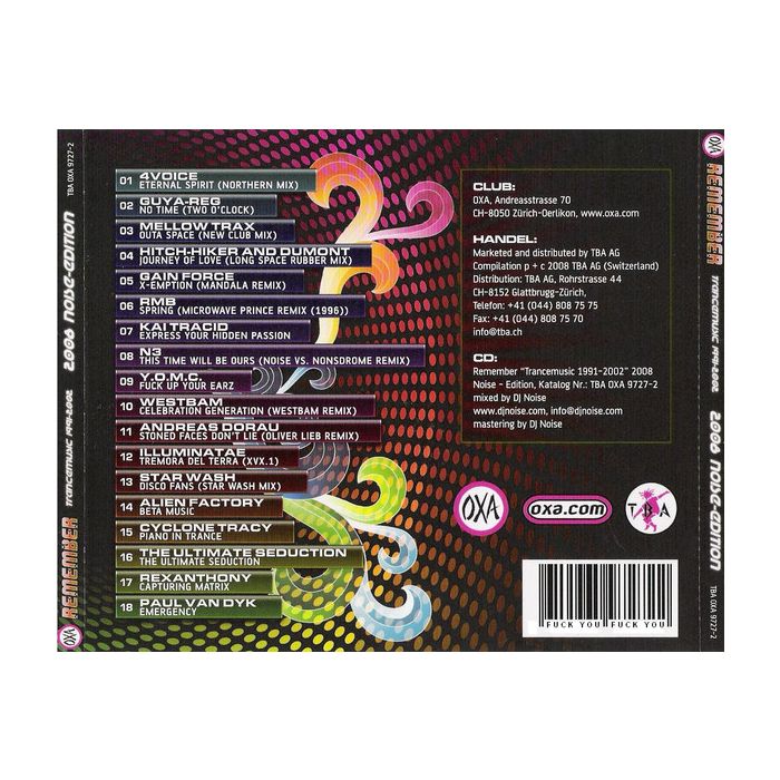 DJ Noise - OXA Remember Trancemusic 1991 - 2002 (2008 Noise - Edition)
