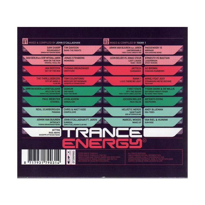 John O'Callaghan And Rank 1 - Trance Energy
