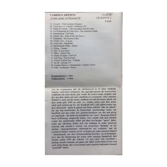 Various - Unter Unserem Himmel 2 - Die Zündfunk Compilation