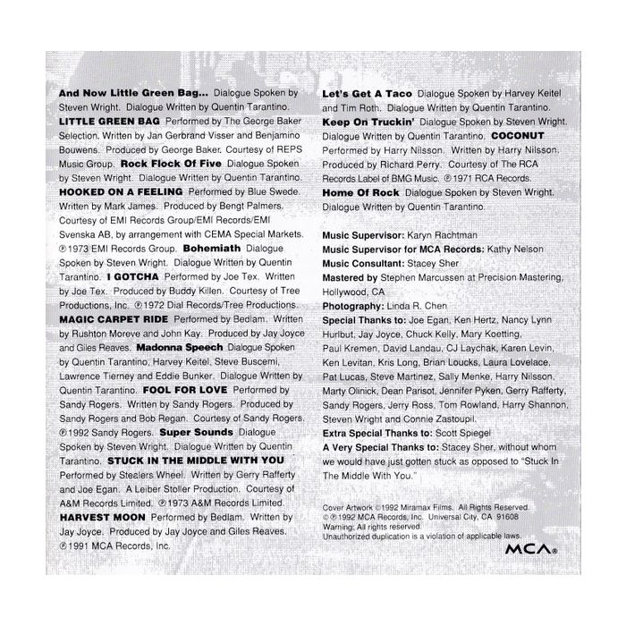 Various - Reservoir Dogs (Music From The Original Motion Picture Sound Track)