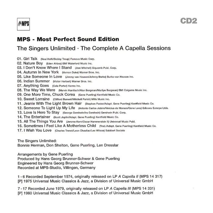 The Singers Unlimited - The Complete A Capella Sessions