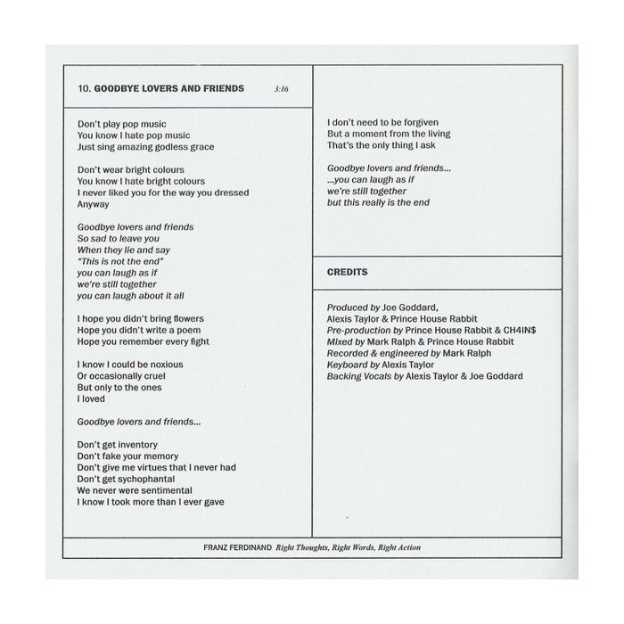 Franz Ferdinand - Right Thoughts, Right Words, Right Action