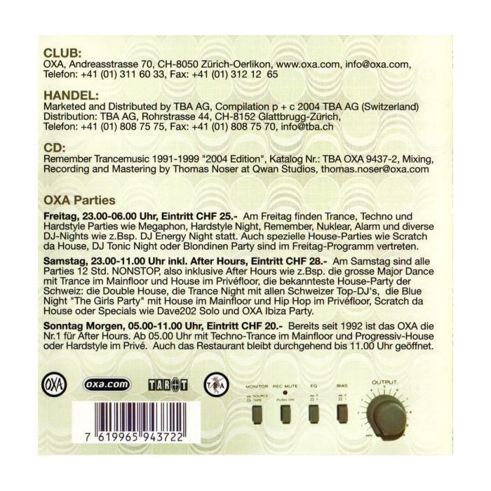 Various - OXA Remember Trancemusic 1991-1999 (2004 Edition)