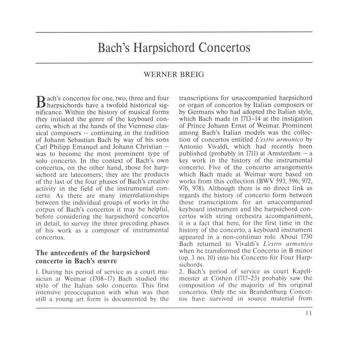 Johann Sebastian Bach : The English Concert · Trevor Pinnock - Concertos: Harpsichord · Violin · Flute · Oboe D'amore