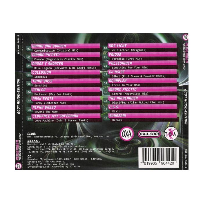 DJ Noise - OXA Remember Trance Music 1991 - 2002 (2007 Noise - Edition)