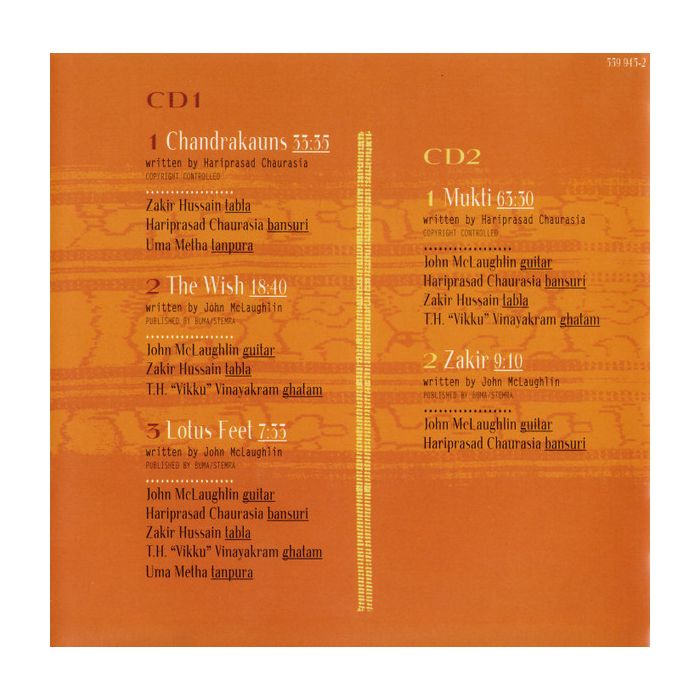 Shakti  : John McLaughlin - Zakir Hussain , Vikku Vinayakram Special Guest Hariprasad Chaurasia - Remember Shakti