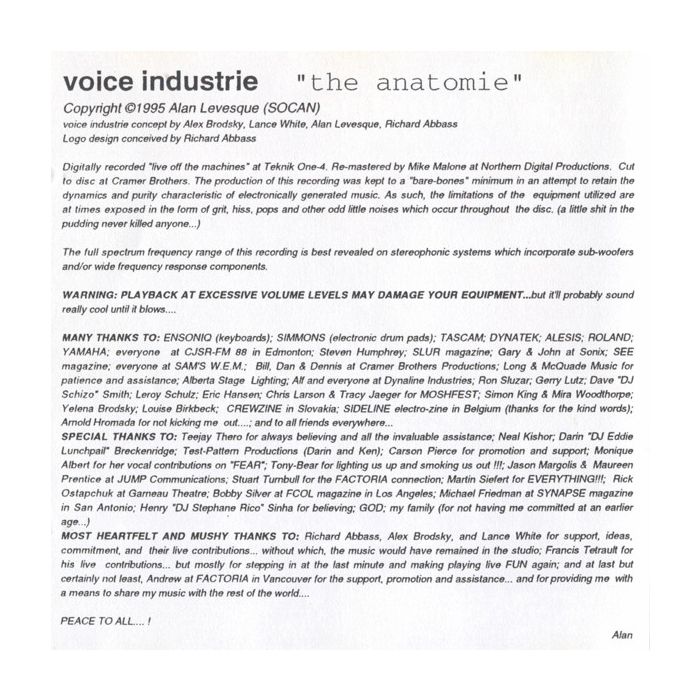 Voice Industrie - The Anatomie