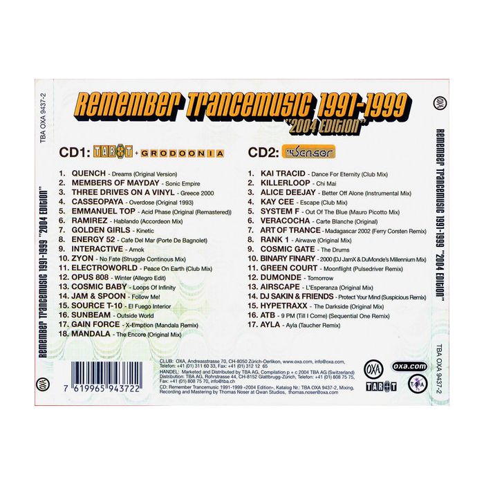 Various - OXA Remember Trancemusic 1991-1999 (2004 Edition)