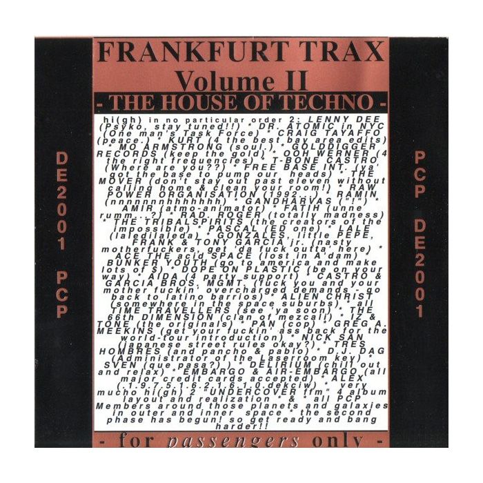 Various - Frankfurt Trax Volume 2 (The House Of Techno)