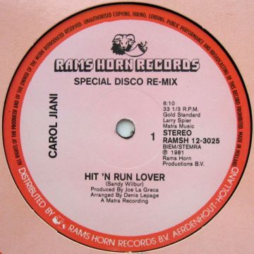 Carol Jiani - Hit 'n Run Lover (Special Disco Re-Mix)